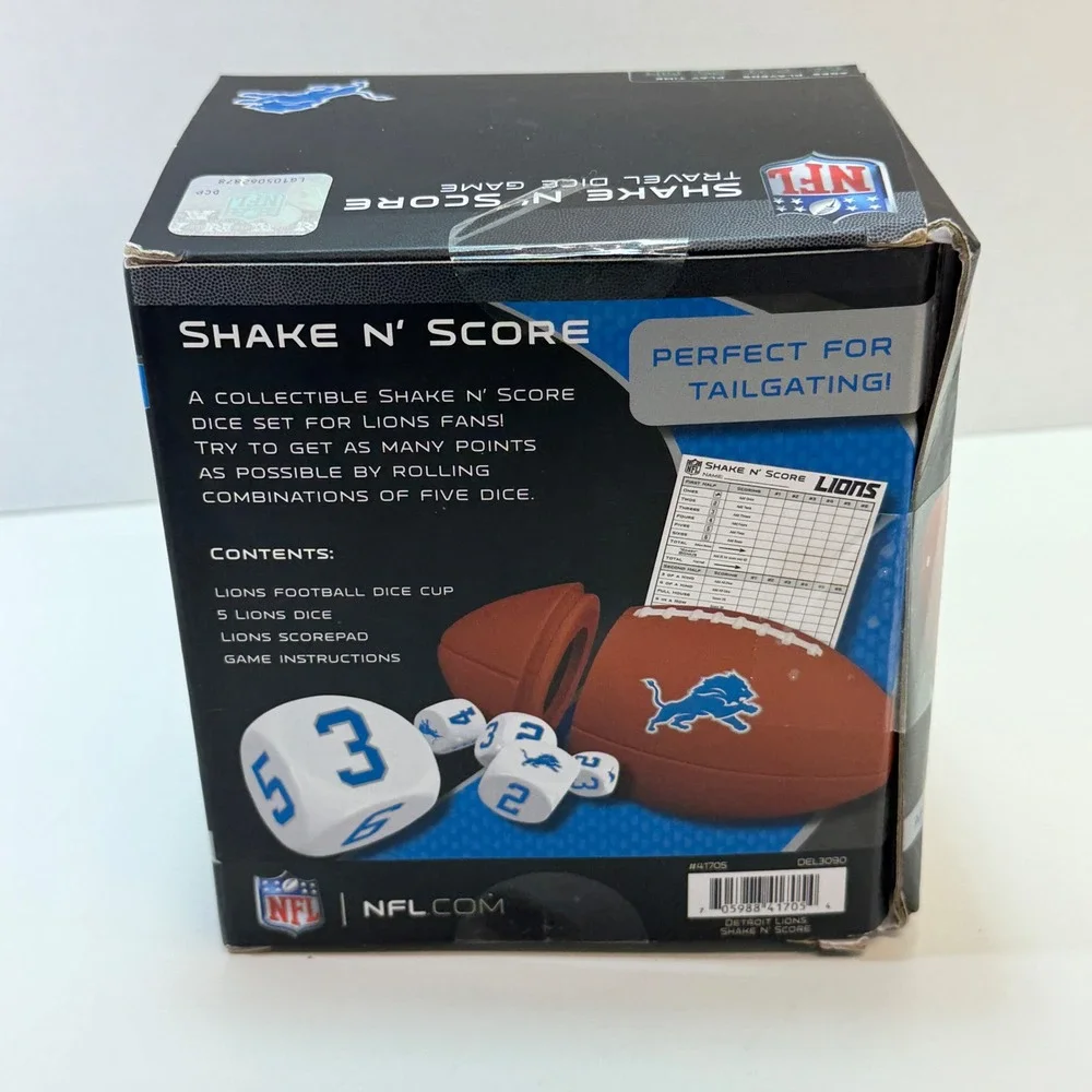 Detroit Lions Travel Dice Game MasterPieces Shake N' Score NFL Blue White